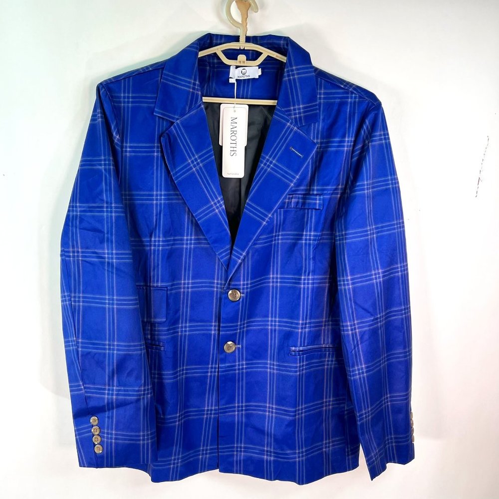 Maroths Womens Suit Blazer Suit Coat Jacket Dress Blazer Business Coats Blue 4XL